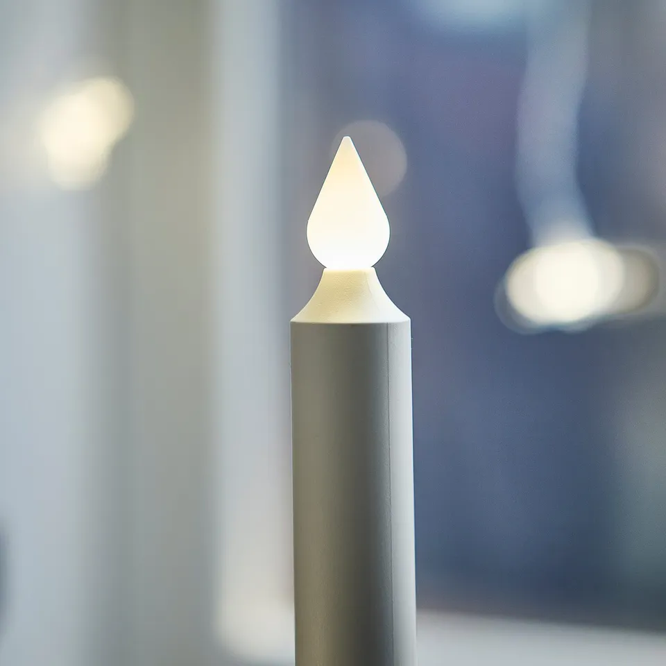 STRÅLA LED candle, battery-operated/wood green