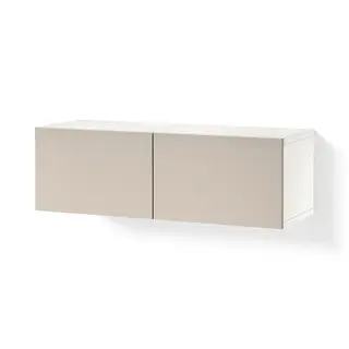 BESTÅ shelf unit with doors, white/Lappviken light grey/beige, 120x42x38 cm