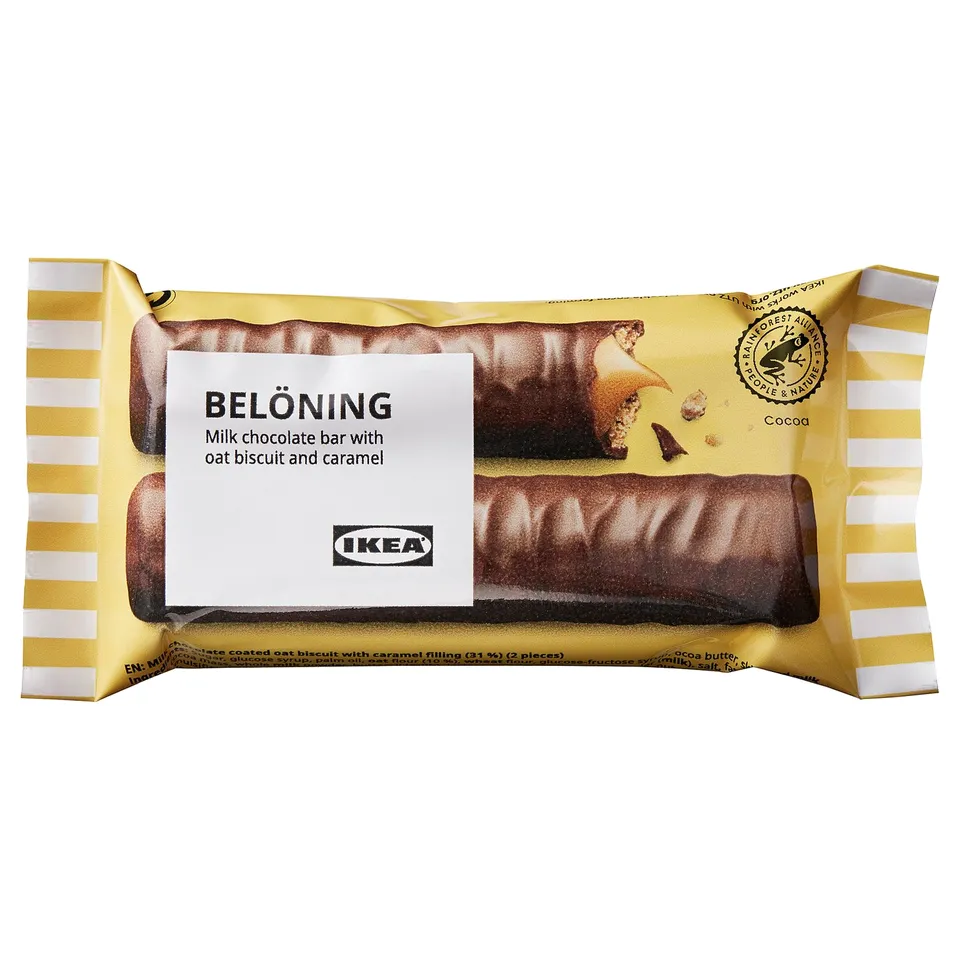 IKEAs BELÖNING: chocolate bar with oat biscuit and caramel.