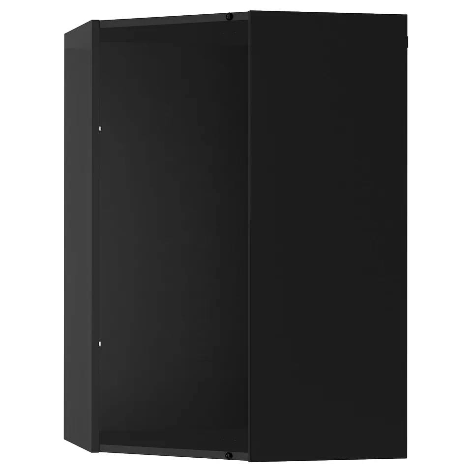 Black METOD kitchen cabinet, square-shaped, glossy finish, with hinged door.