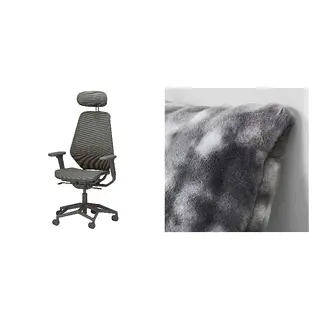 STYRSPEL/DRIVÖREN set: gaming chair + cushion/quilt, dark grey/grey + grey/white, Width 71 x Depth 69 cm