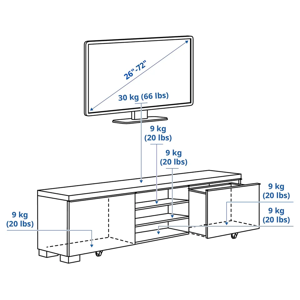 Illustration with measurements for the product: BESTÅ BURS.