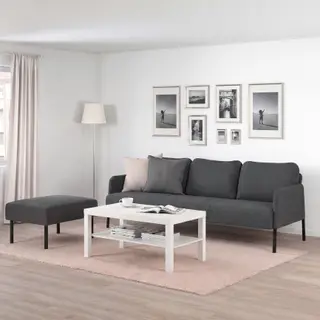 GLOSTAD/LACK Three-seat sofa/Coffee table/Footstool, Knisa dark grey + white, Depth 78 x Width 171 cm