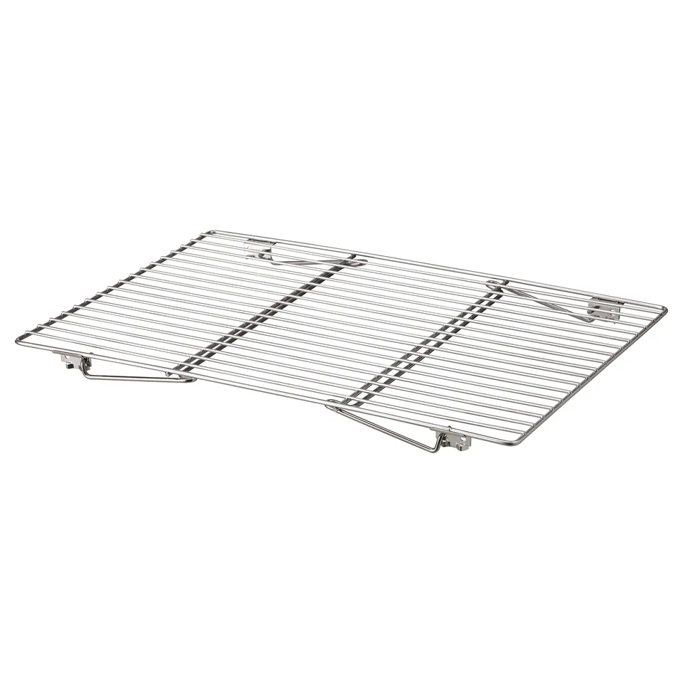 LÄTTBAKAD cooling rack, stainless steel, rectangular, wire mesh design.