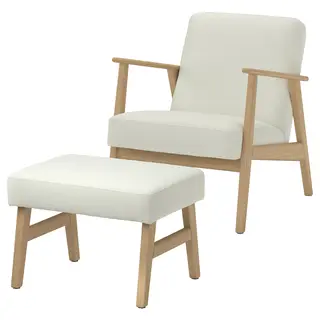 EKENÄSET armchair and footstool, oak effect/Axvall off-white
