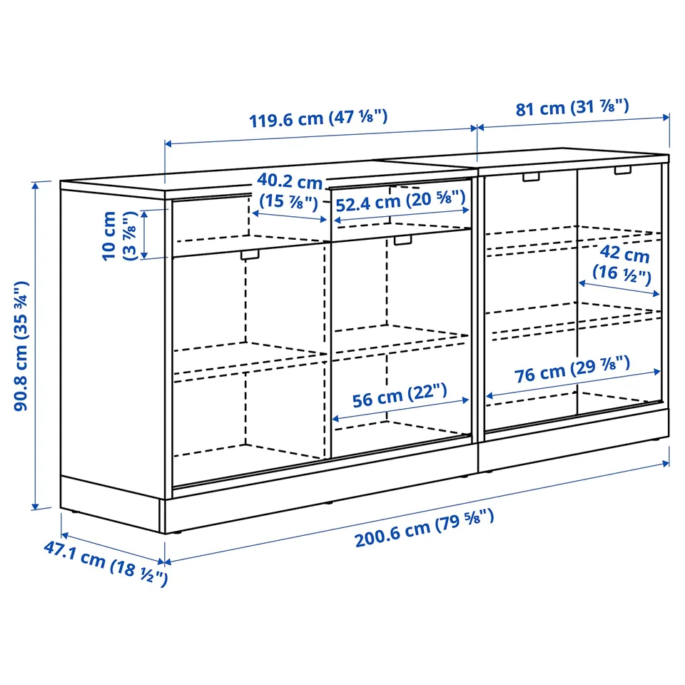 Illustration with measurements for the product: TONSTAD.