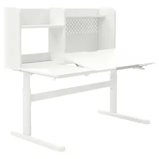 BERGLÄRKA desk, white/tiltable, Width 120 x Depth 70 cm
