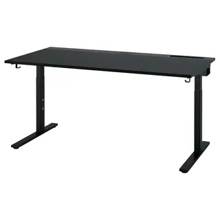 MITTZON desk, black stained ash veneer/black, 160x80 cm