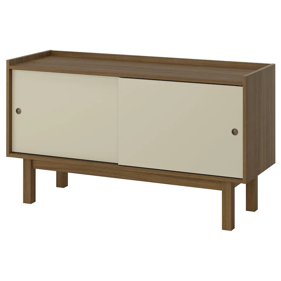 FÖRSÄLJARE Sideboard, dark beige wood/light beige, 140x46x78 cm