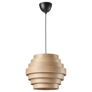 DYKARKLOCKA / HAVSDJUP pendant lamp, white stained oak veneer/black, 40 cm