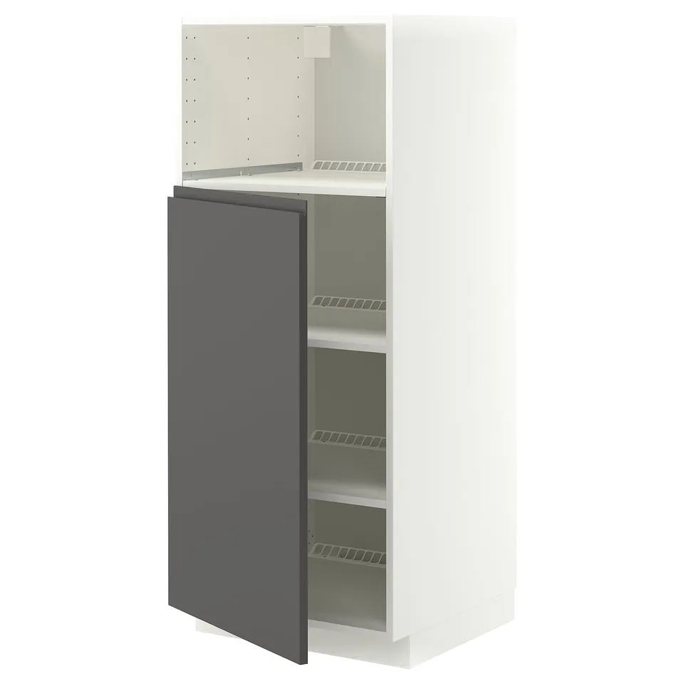 METOD High cabinet f built-in appliances, white/Voxtorp dark grey, 60x60x140 cm