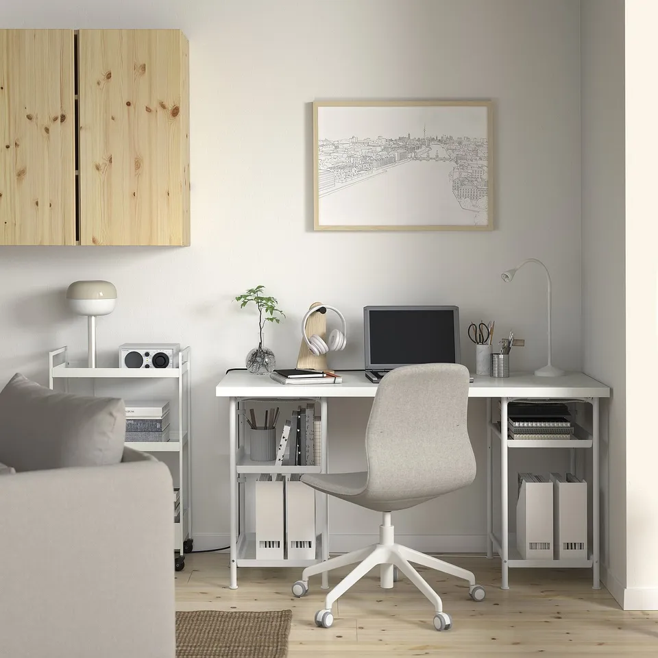 LAGKAPTEN / SPÄND Desk, white, 140x60 cm