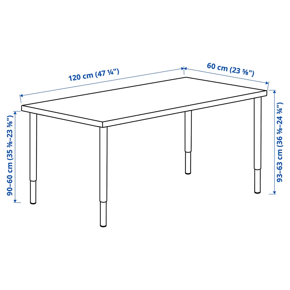 LAGKAPTEN / OLOV Desk, black-brown/black, 120x60 cm