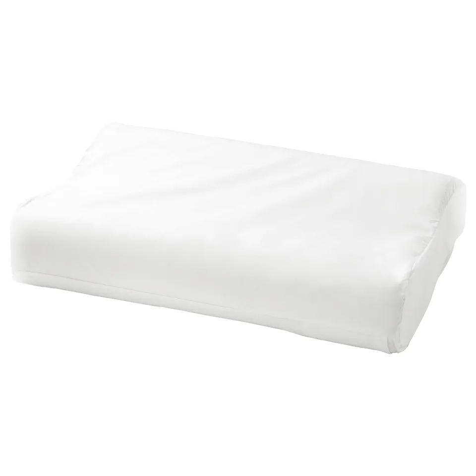 White ROSENSKÄRM pillow, soft cotton and lyocell, ergonomic shape.