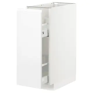 METOD base cabinet/pull-out int fittings, white/Voxtorp high-gloss/white, Width 30.0 x Depth 61.6 x Height 88.0 cm