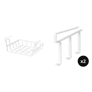 PÅLYCKE set: clip-on basket + clip-on hook rack x2, 36x26x14 cm