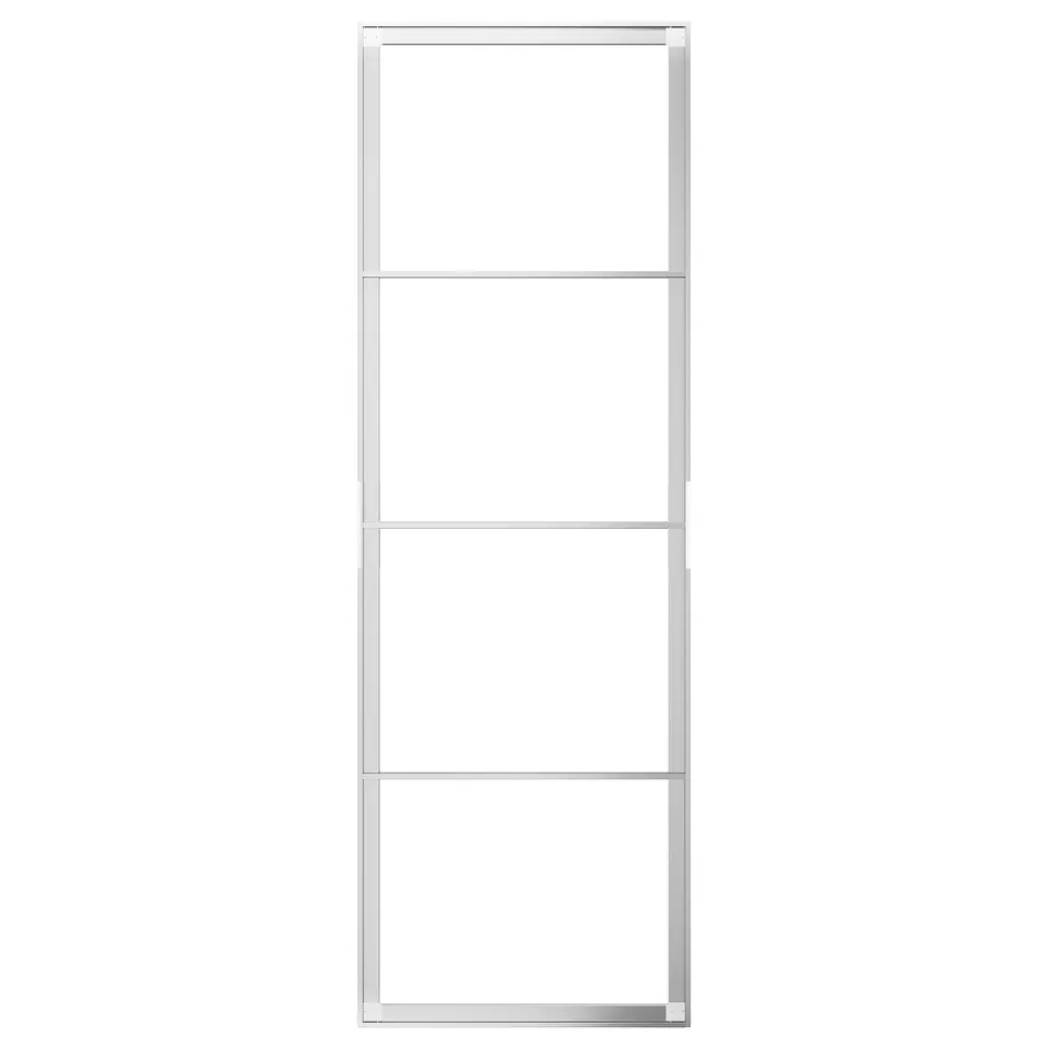 SKYTTA silver metal frame with 4 compartments, modern design for storage or room division.