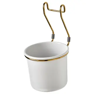 HULTARP container, white/brass-colour polished, 14x16 cm