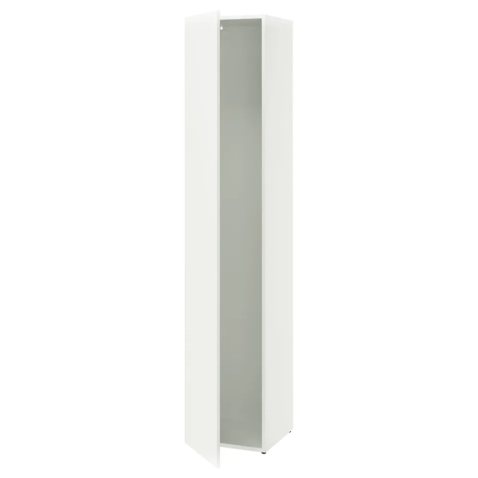 White LASTARE cabinet with frosted glass door, particleboard & plastic, alone against white background.