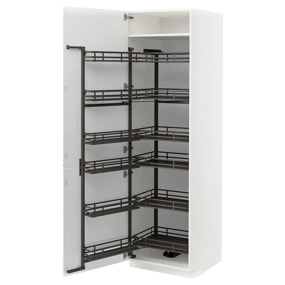 METOD matte white kitchen cabinet with pull-out shelves, modern design.