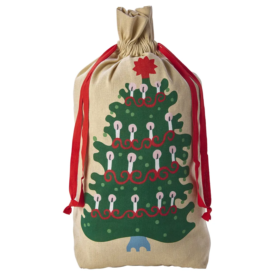 VINTERFINT Sack with string, Christmas pattern, 90x56 cm