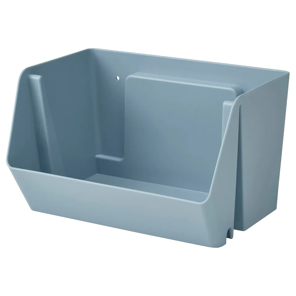 Light blue rectangular FODERTRÅG wall or desk organiser made of 50% recycled plastic.