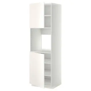 METOD high cab f oven w 2 doors/shelves, white/Veddinge white, 60x60x200 cm