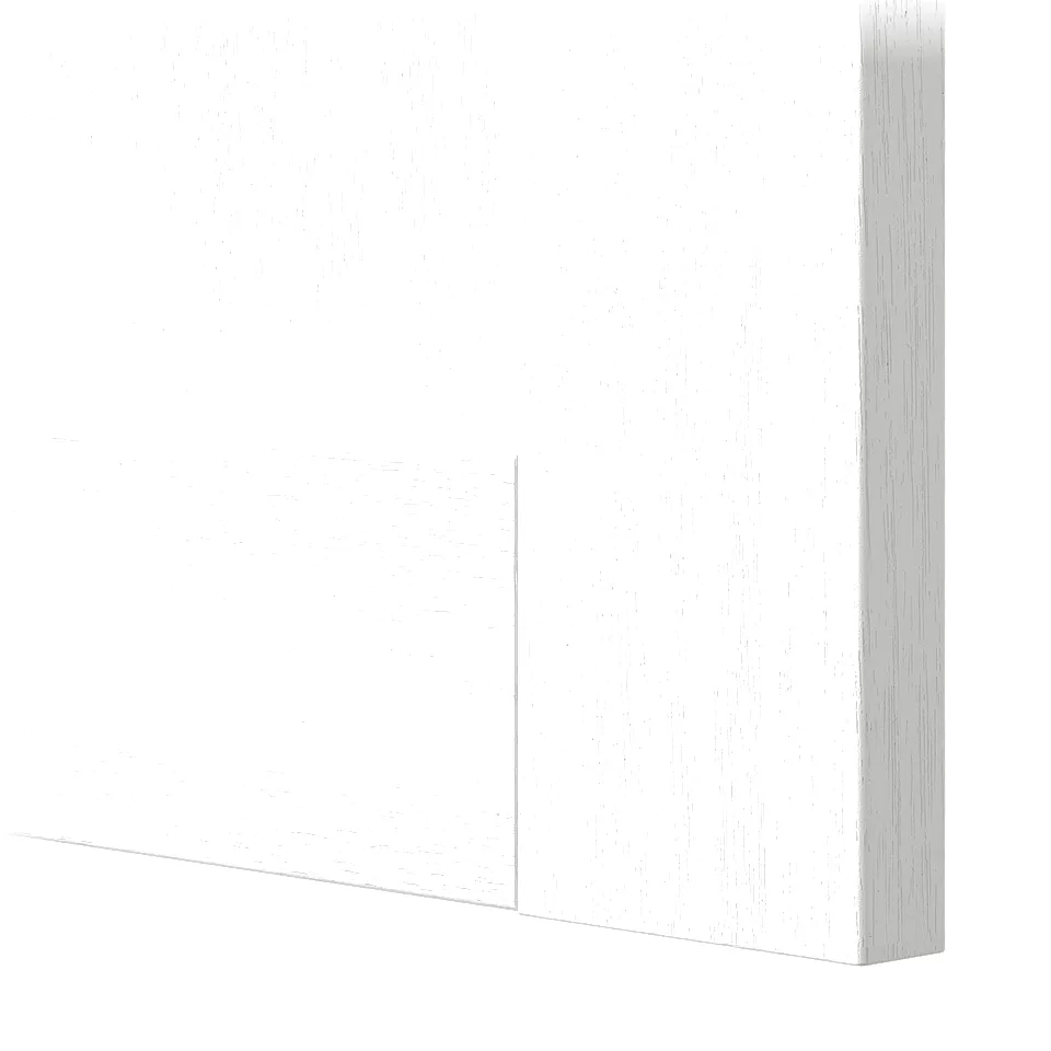 Close-up of smooth, high-quality white wooden panel with subtle grain texture.