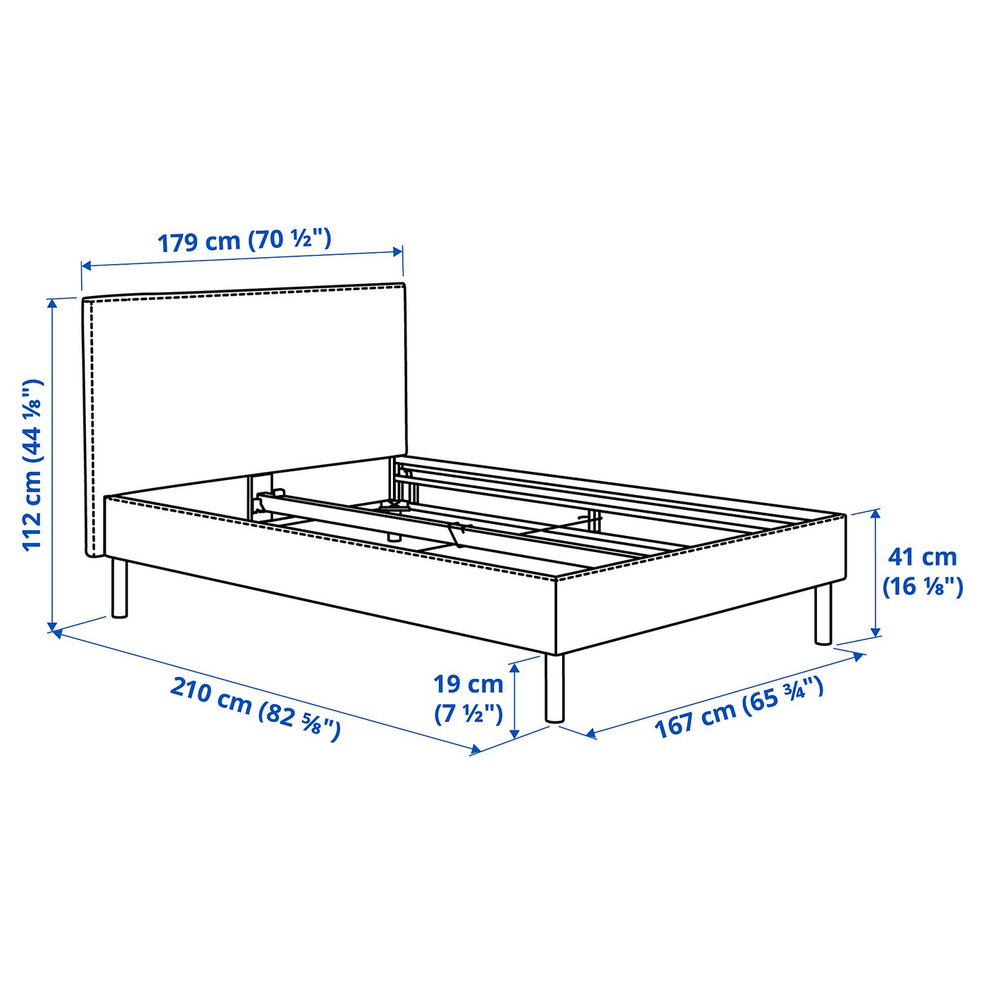 TÄRNKULLEN Upholstered bed frame, Tibbleby beige/grey/Lindbåden, 160x200 cm