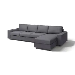 VIMLE 4-seat sofa with chaise longue, with wide armrests/Gunnared medium grey, Width 336 x Depth 98 cm
