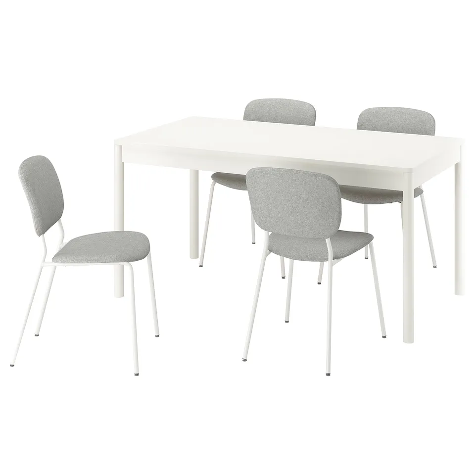TONSTAD / VIHALS Table and 4 chairs, off-white/white Tibbleby beige/grey, 150x80 cm