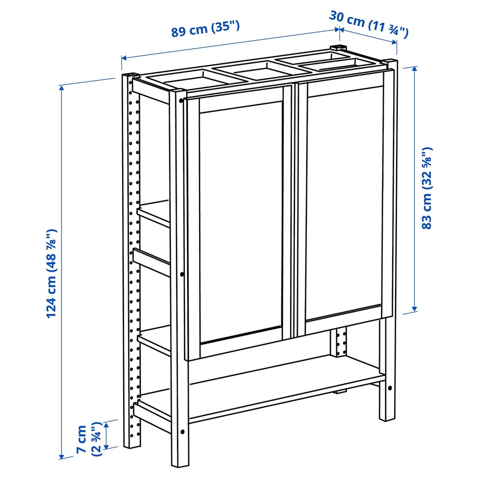 Illustration with measurements for the product: IVAR.