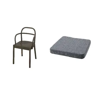 STOCKHOLM/ÅKERVINDEFLY set: chair + chair cushion, dark brown + grey, Depth 49 x Height 80 x Width 52 cm