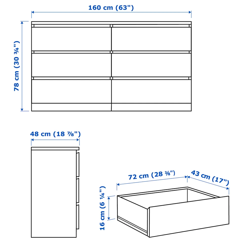 part: MALM chest of 6 drawers