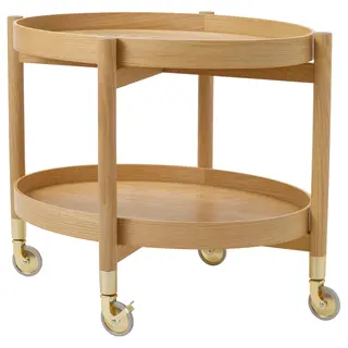 VALNÄS trolley table with storage, oak veneer, Height 61 x Length 76 x Width 56 cm