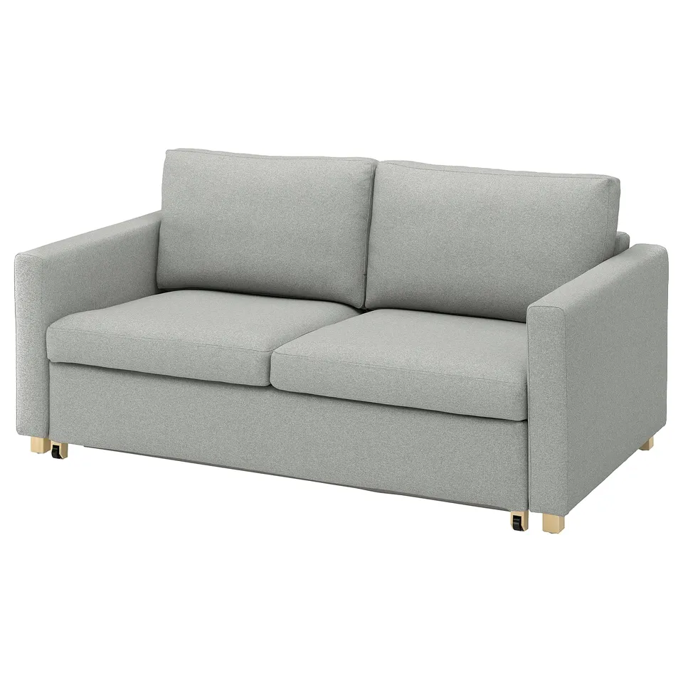 A SALTSJÖBADEN sofa in light grey with recycled polyester fabric, featuring a sleek rectangular shape and simple modern design.