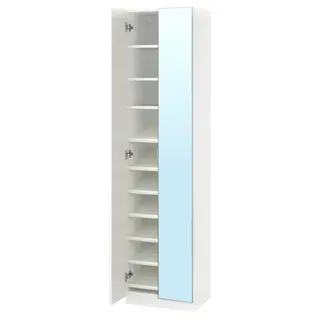 PAX / FORSAND/ÅHEIM wardrobe combination, white white/mirror glass, 50x38x201 cm