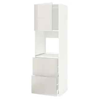 METOD / MAXIMERA hi cab f ov w dr/2 frnts/2 hi drwrs, white/Ringhult light grey, 60x60x200 cm