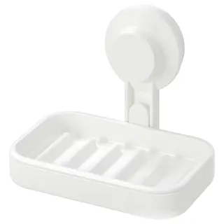 TISKEN soap dish with suction cup, white, Length 14 x Width 10 cm