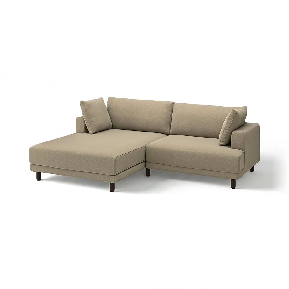 UPPÅKRA sectional sofa, beige, modern design, with plush cushions and wooden legs.