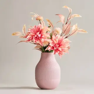 GRADVIS/SMYCKA set: artificial flower + artificial spray x2, in/outdoor Chrysanthemums/orange + eucalyptus/pink + pink + in/outdoor Dahlia/pink, 75 cm
