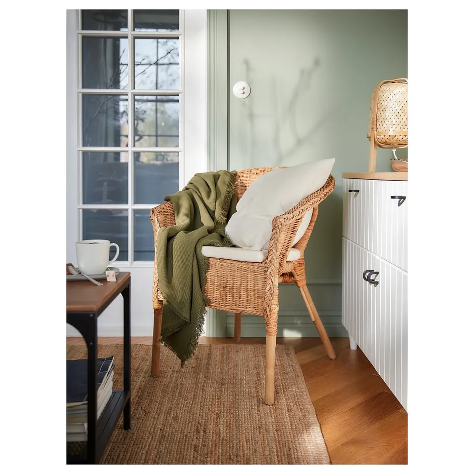 AGEN Armchair with cushion, rattan/Norna natural