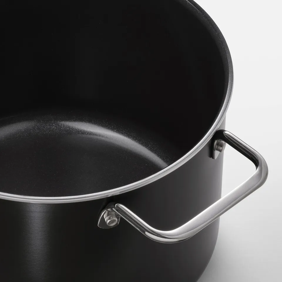 GULDÖRING Pot with lid, non-stick coating stainless steel/black-grey, 3 l