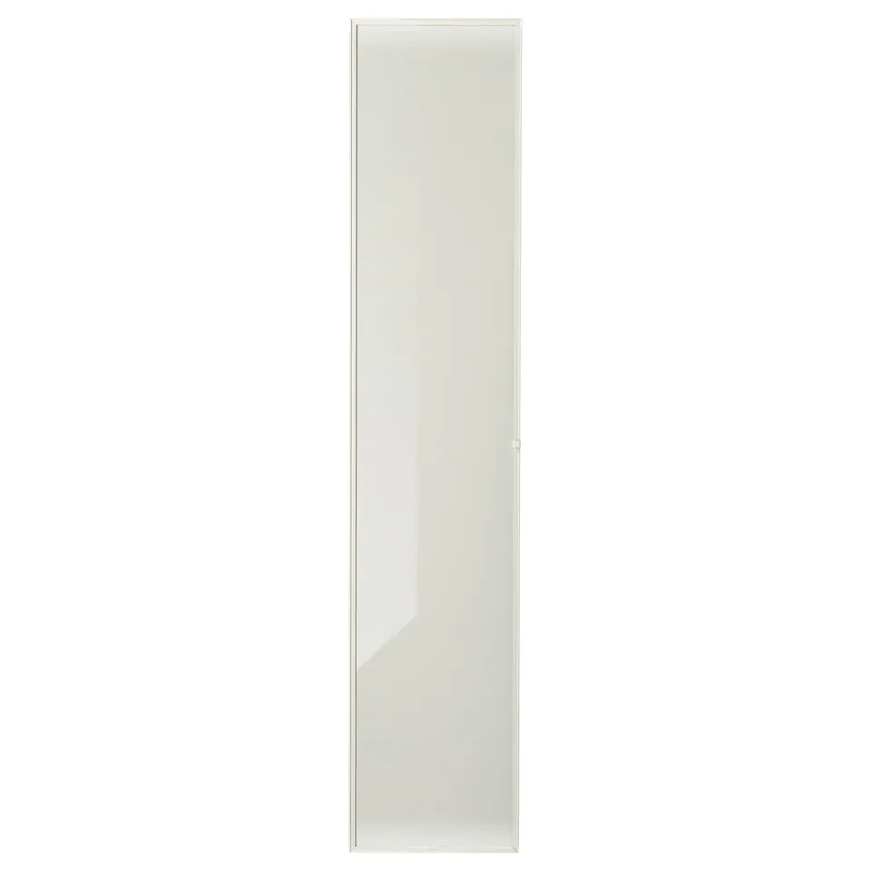 BILLY bookcase door - glass, metal frame, white interior.