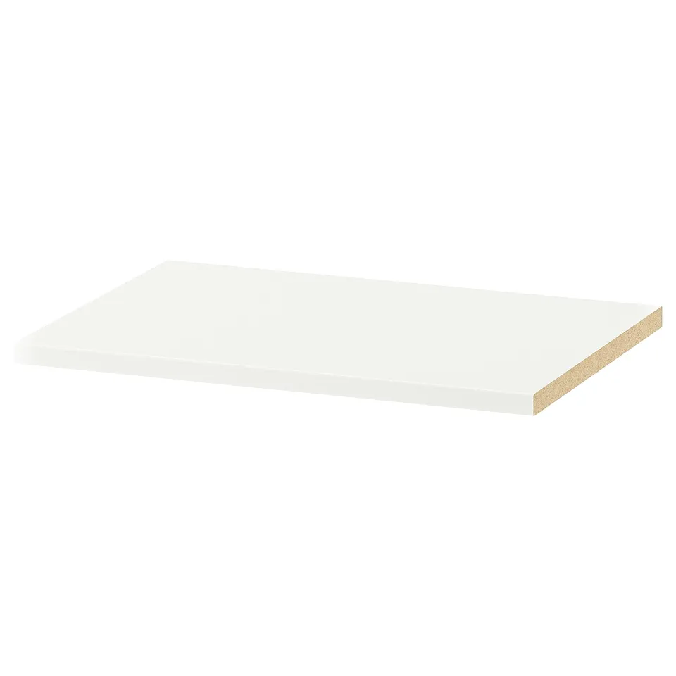 KOMPLEMENT white shelf, rectangular, simple design, made of paper foil and particleboard.