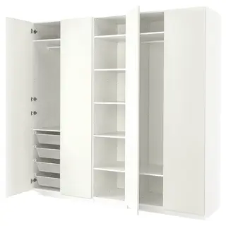 PAX / FORSAND wardrobe, white/white, 250x60x236 cm