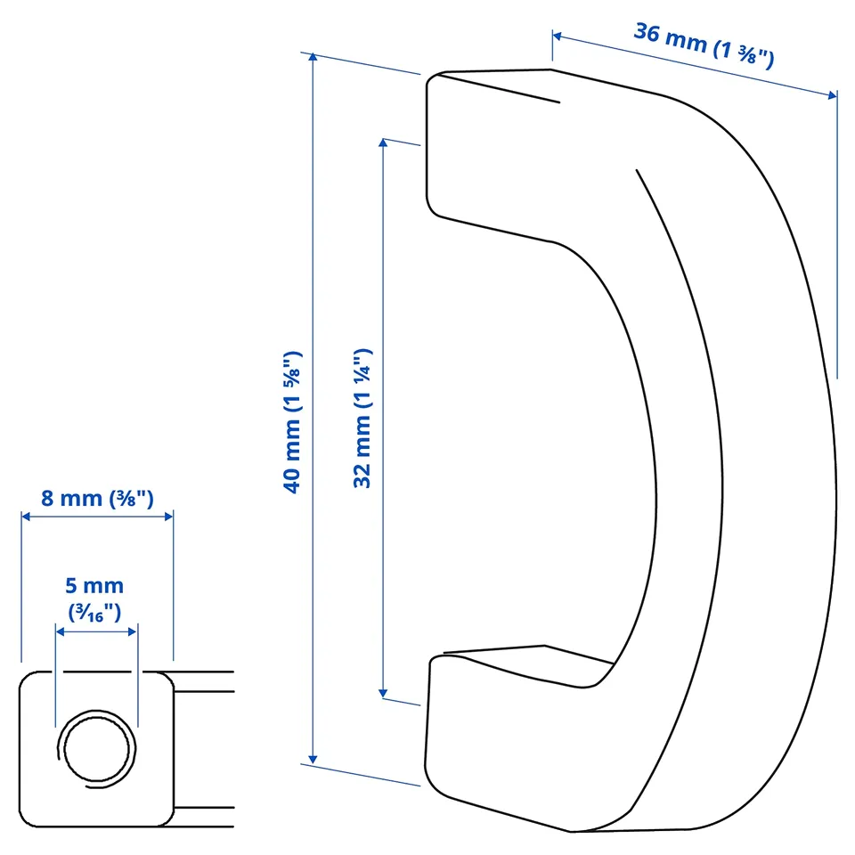 Illustration with measurements for the product: BORGHAMN.