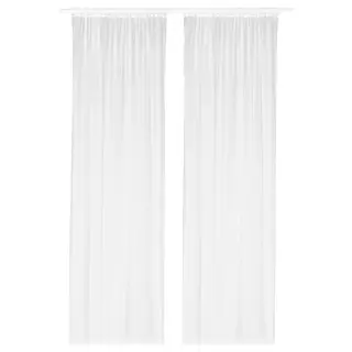 LILL net curtains, 1 pair, white/with rod pocket, 280x300 cm