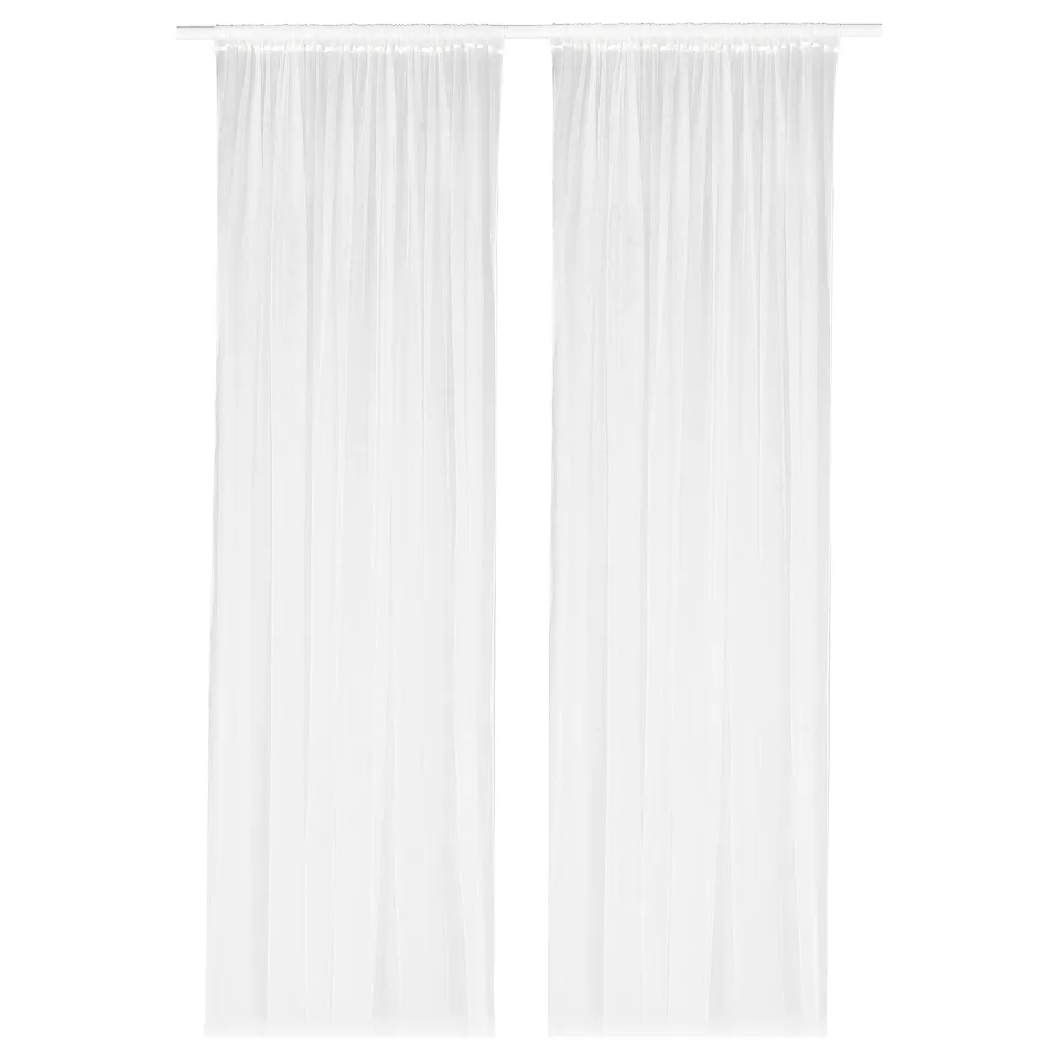 White LILL net curtains. Recycled polyester, sustainable, easy instal.