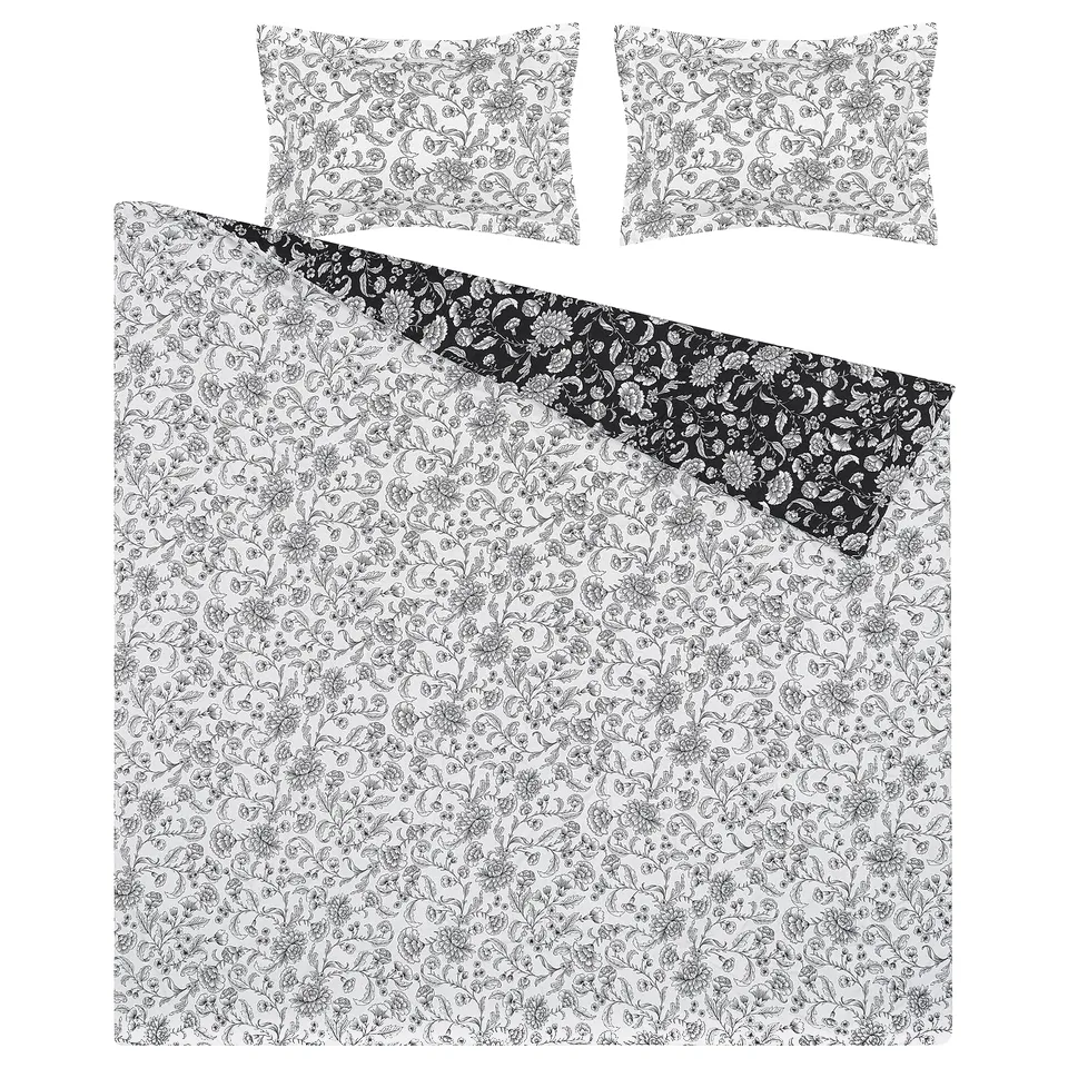 IDALINNEA Comforter set, white/grey, 240x220/50x80 cm
